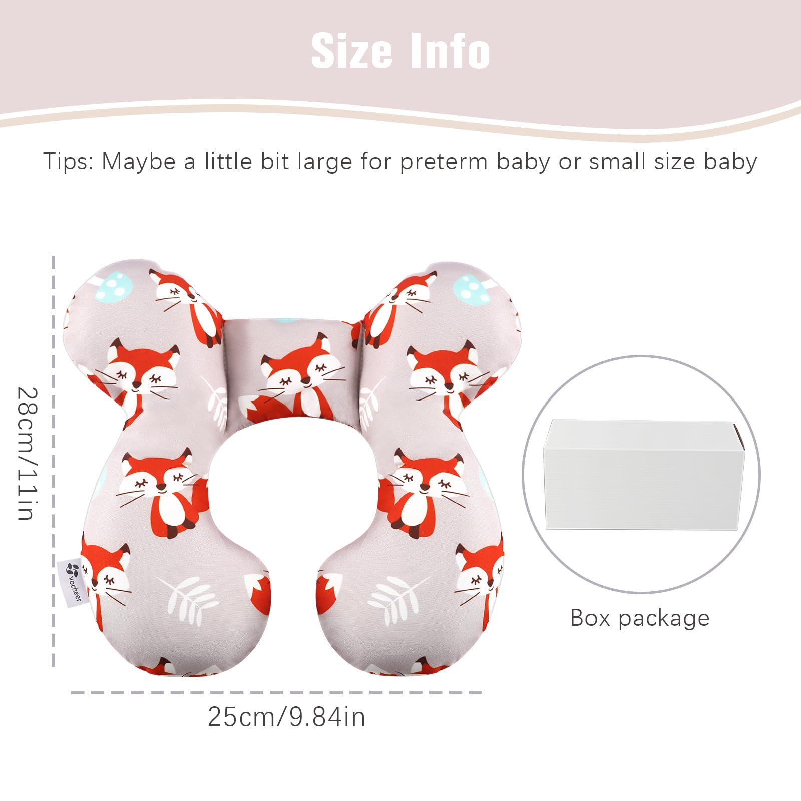 Gift-ready packaging for Vocheer travel pillow, great for baby showers.
