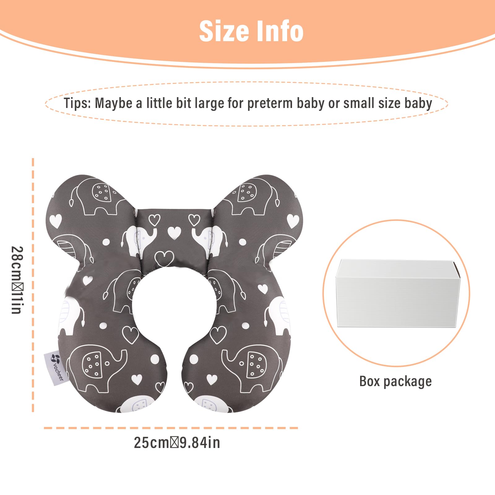 Baby naps comfortably with vocheer travel pillow for head support.
