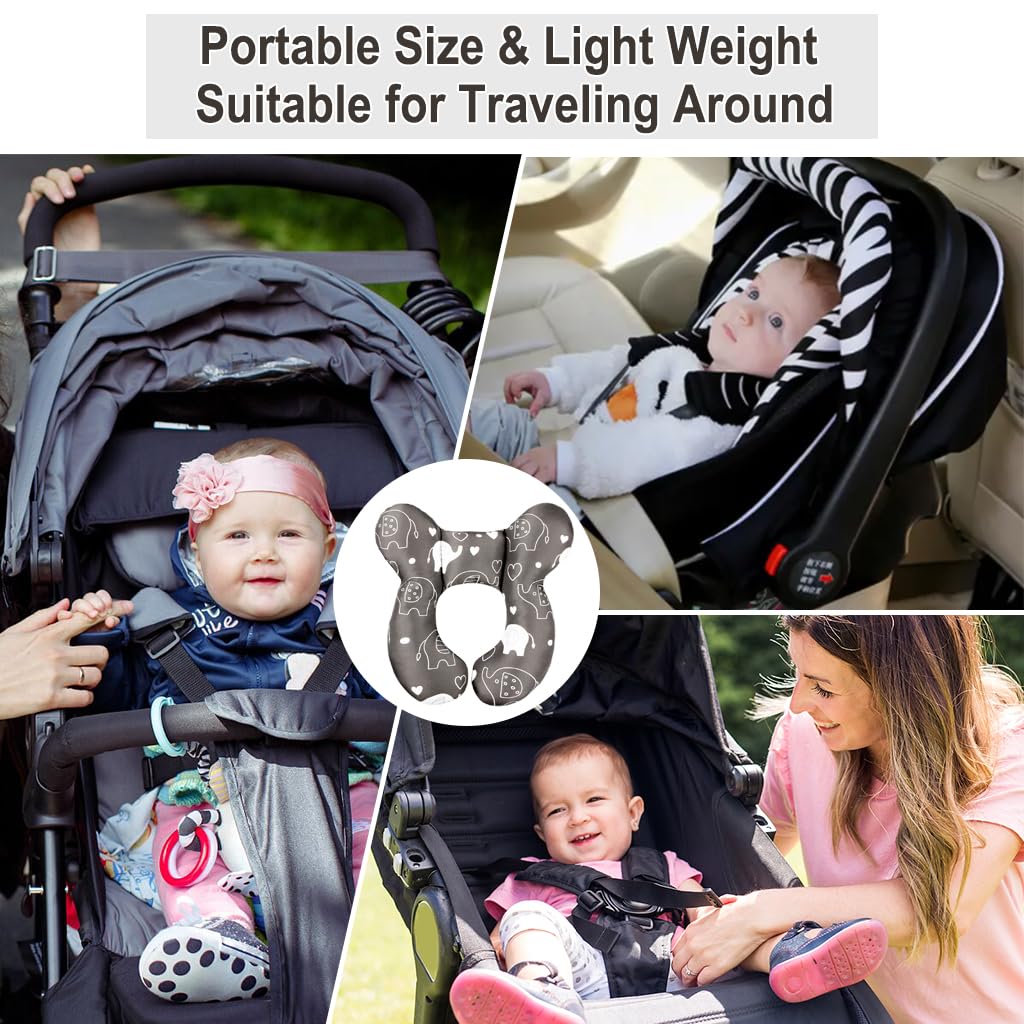 Pillow in stroller demonstrates secure, compact travel cushioning.