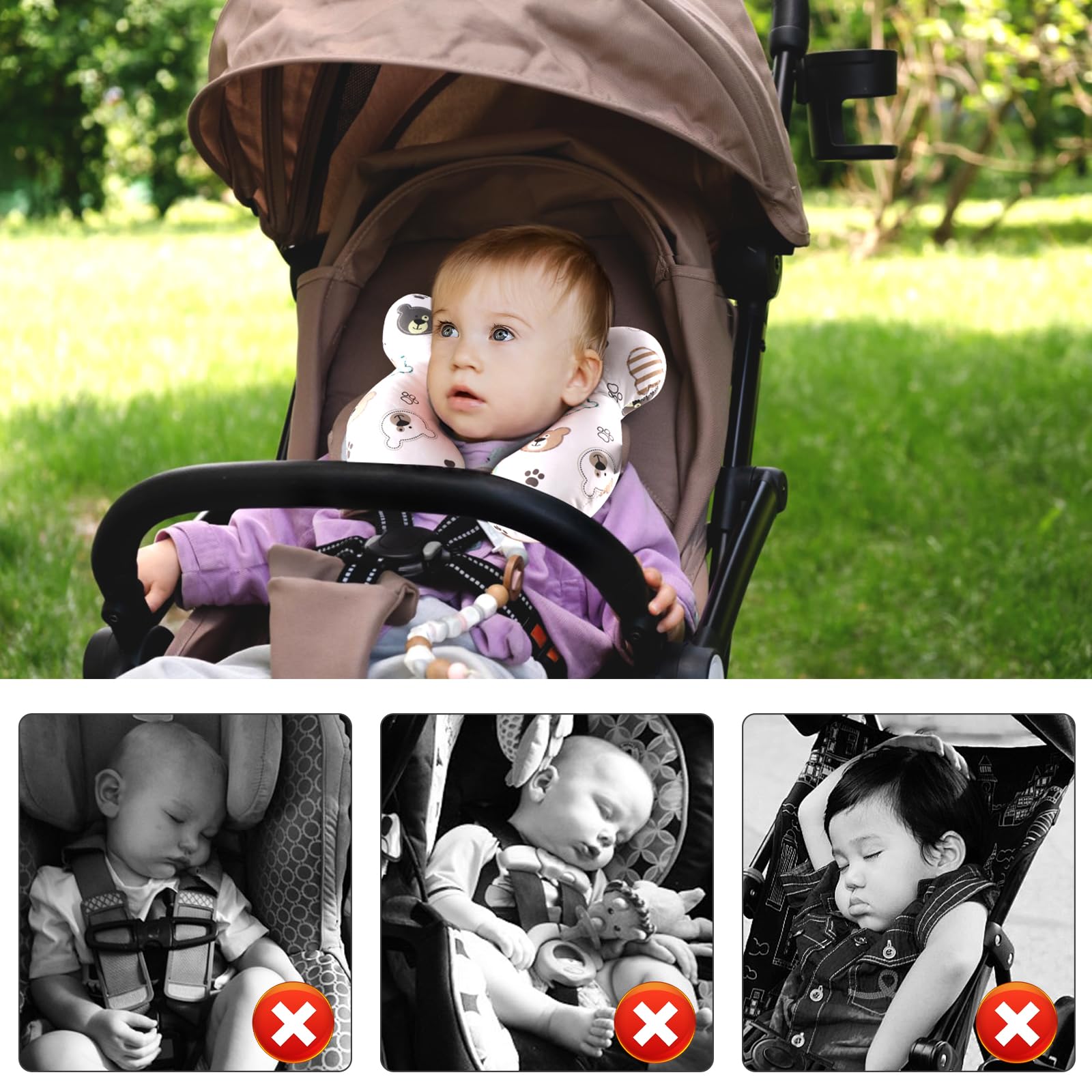 Lightweight and portable cushion ideal for travel with strollers and car seats.