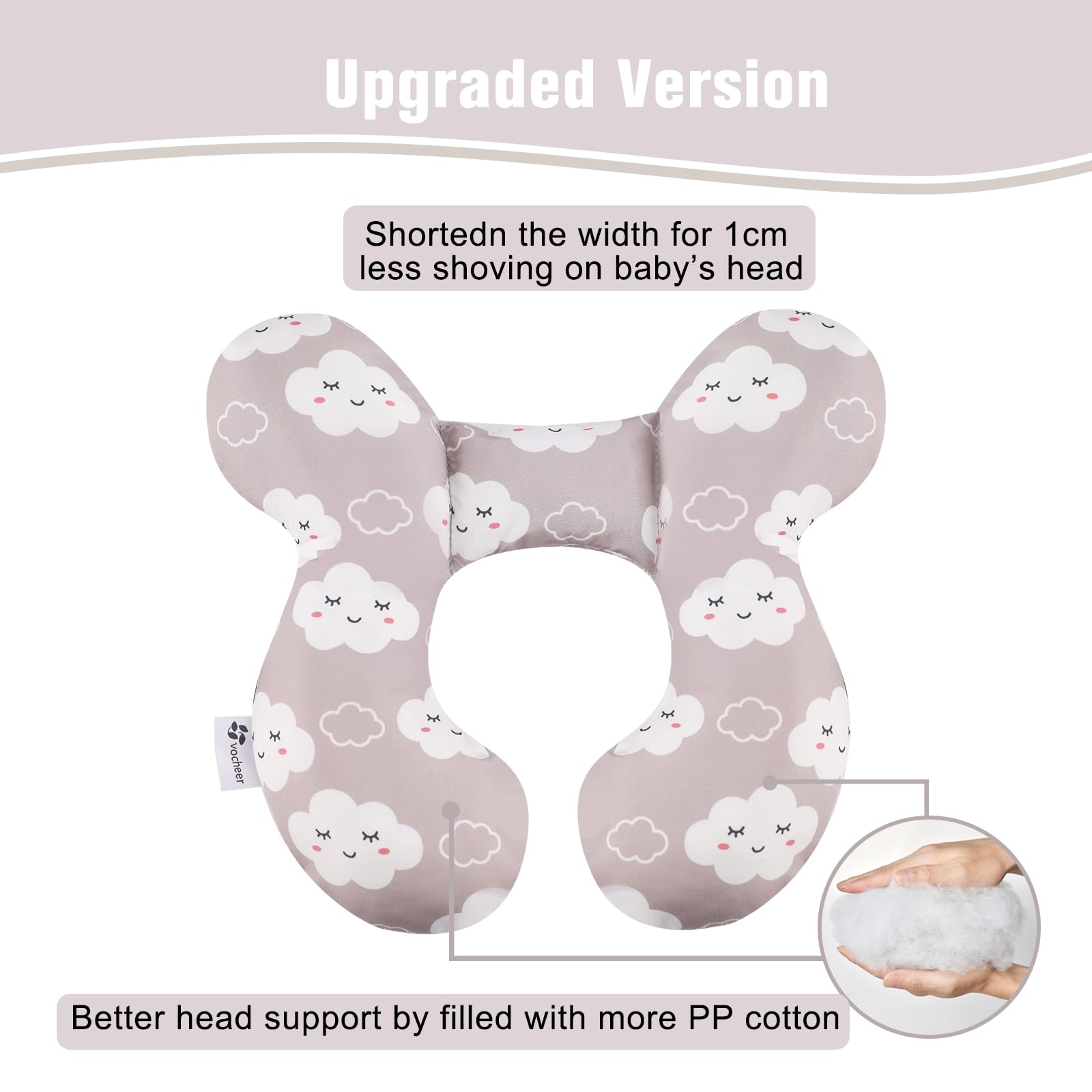 Vocheer travel pillow shows side padding for secure head and neck support.