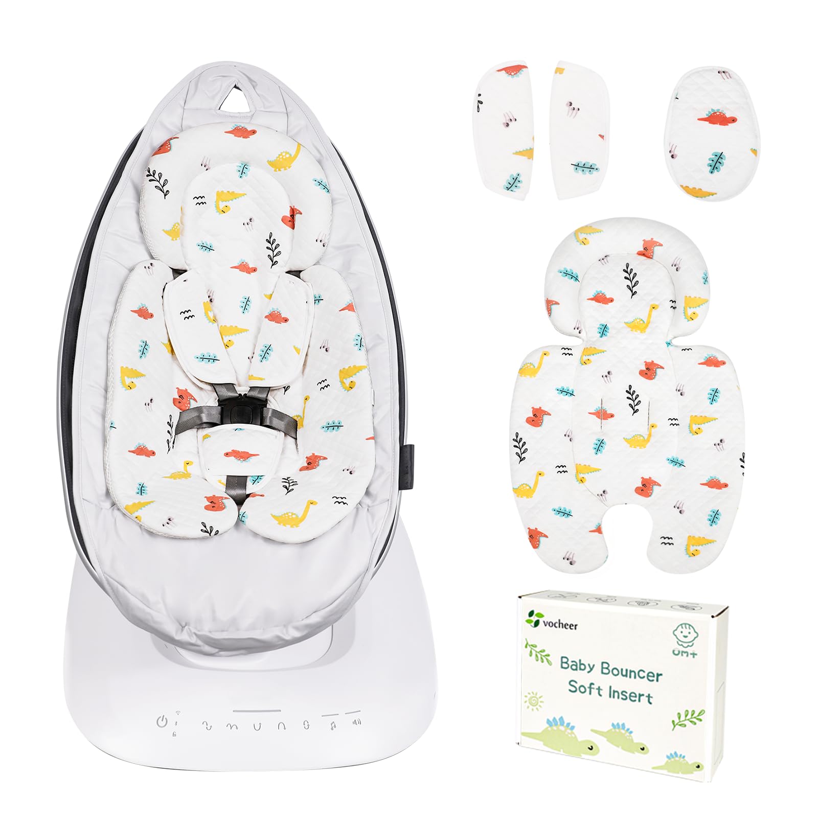 Vocheer dinosaur themed insert adds cozy, secure support for naps.