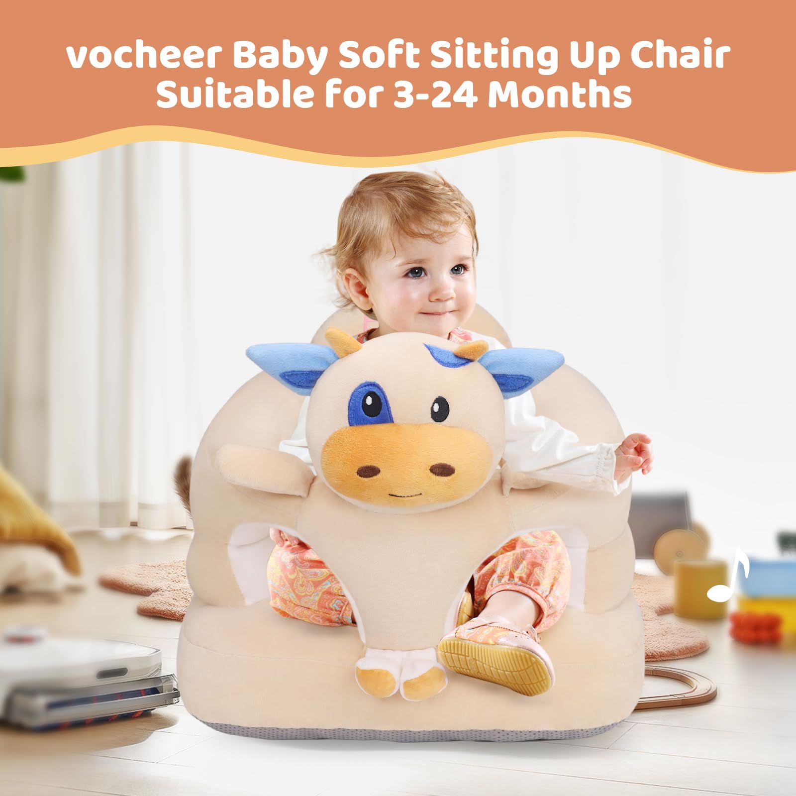 Vocheer baby chair features soft velvet cover for comfort