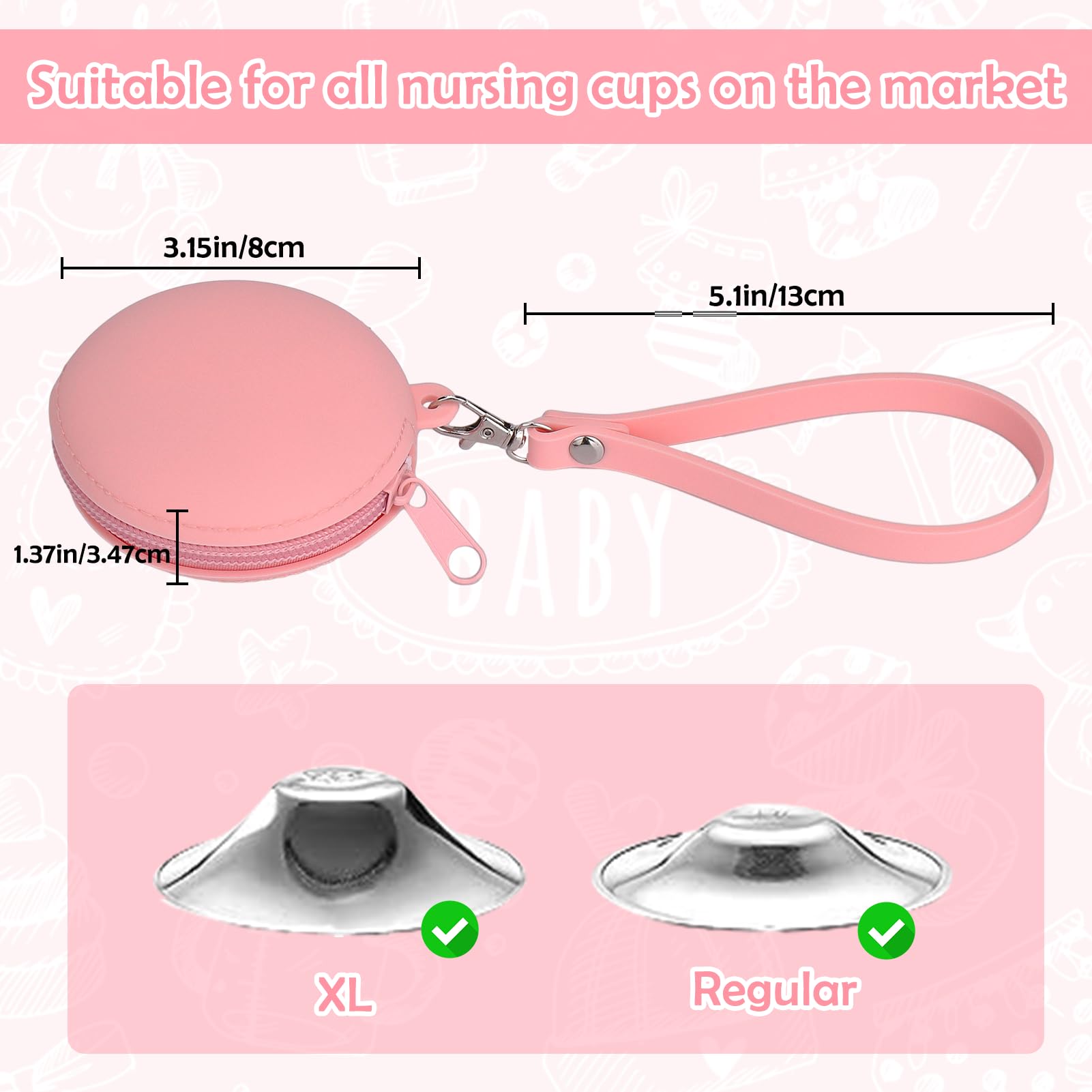 Vodolo silicone nursing cup holder with zipper seal prevents leaks and keeps cups clean.