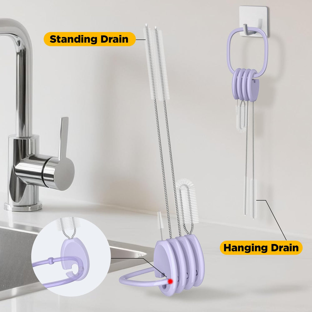 VOGOGE clip-on storage with key ring keeps brushes organized.