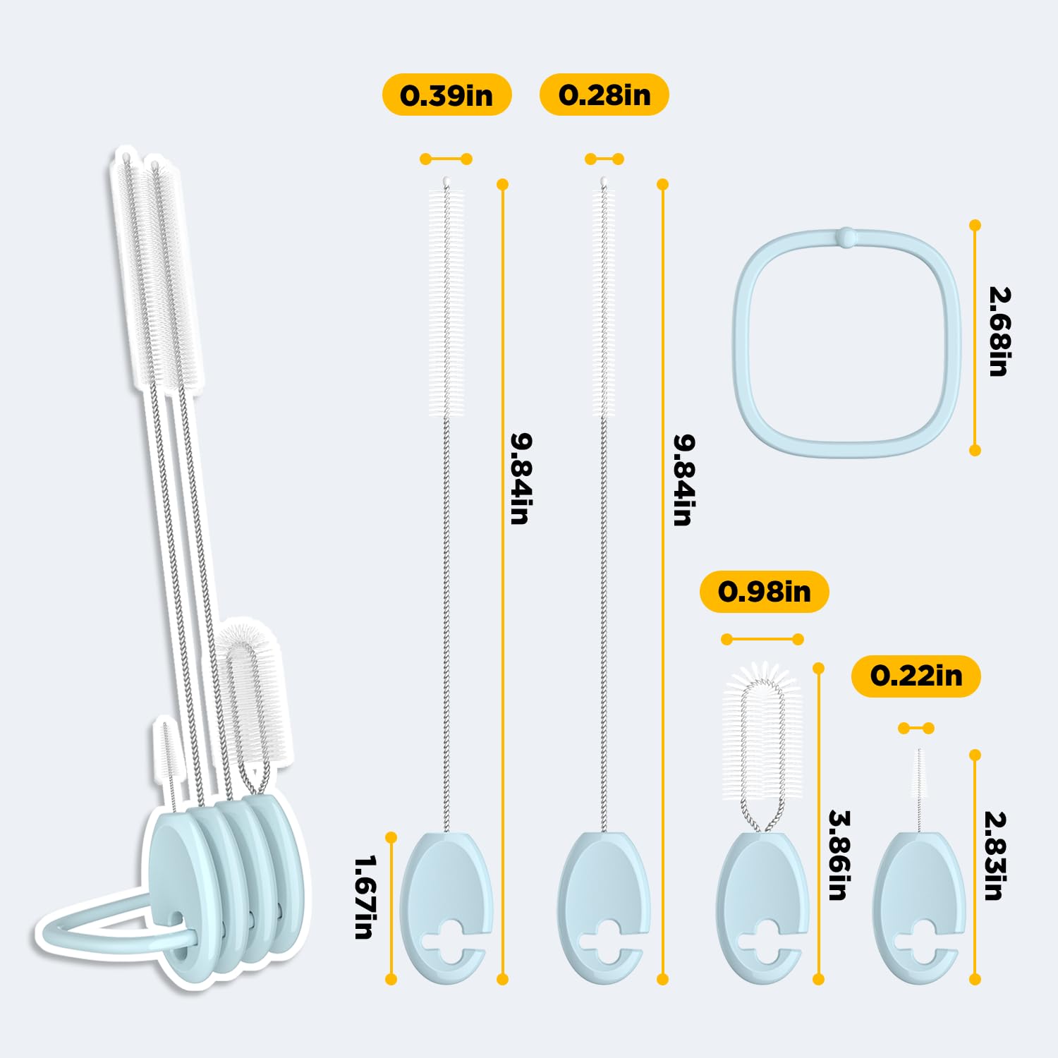 VOGOGE dual-size straw brushes clean narrow and wide straws.