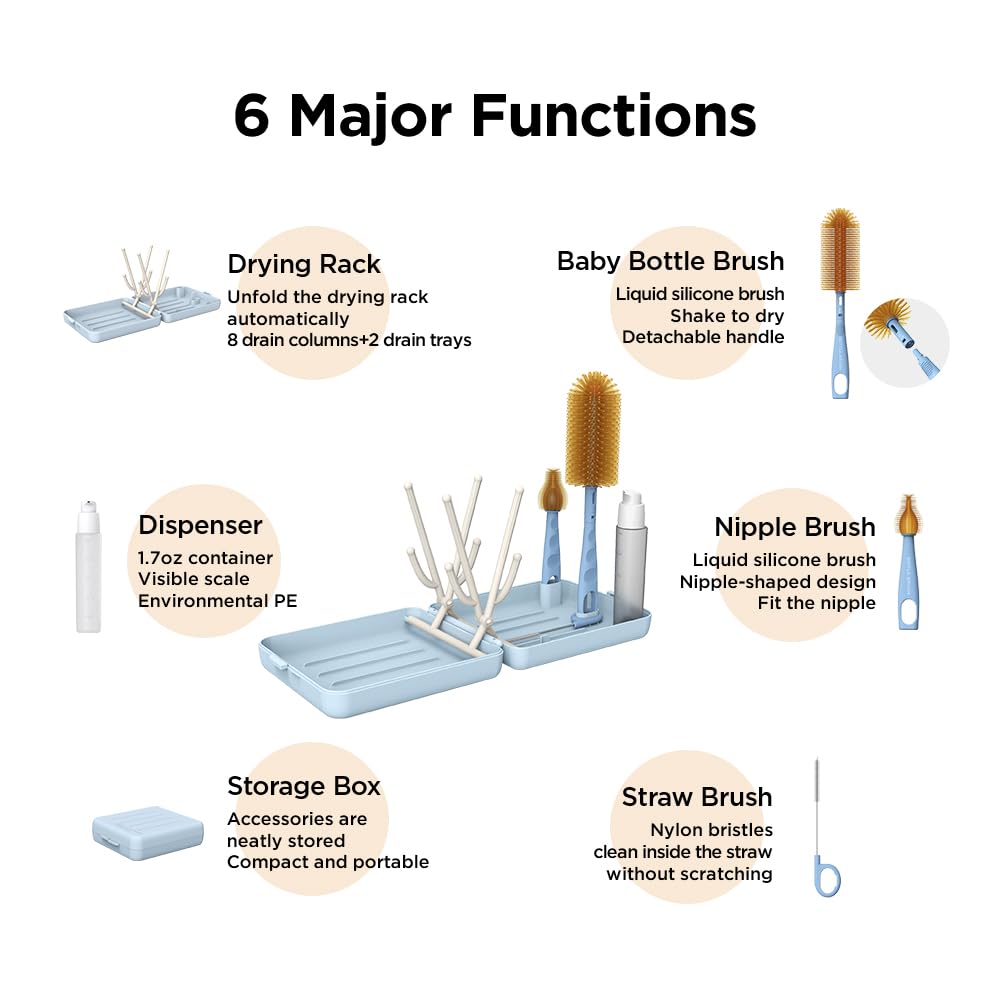 VOGOGE nipple brush reaches tight openings for thorough cleaning.