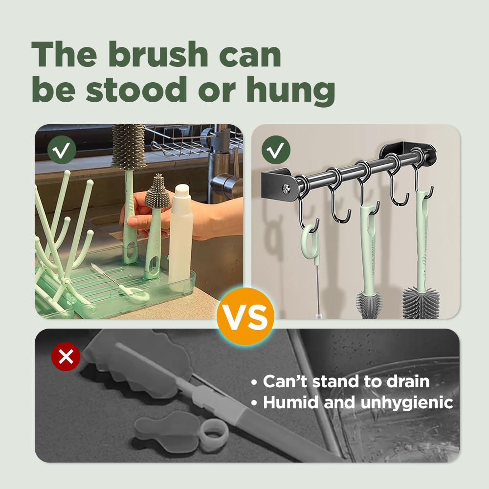 VOGOGE straw brush reaches narrow interiors for easy cleaning.