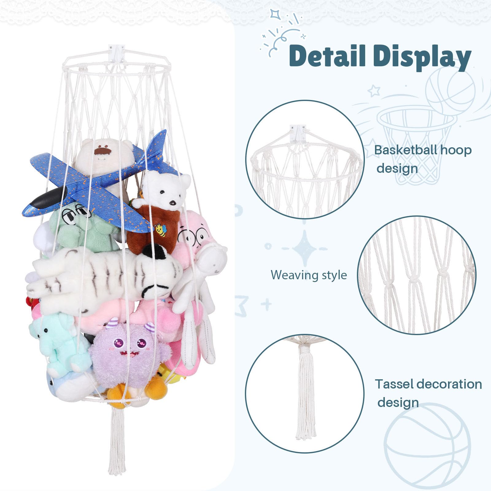Volepet hanging toy hammock vertical storage saves floor space while keeping toys accessible.