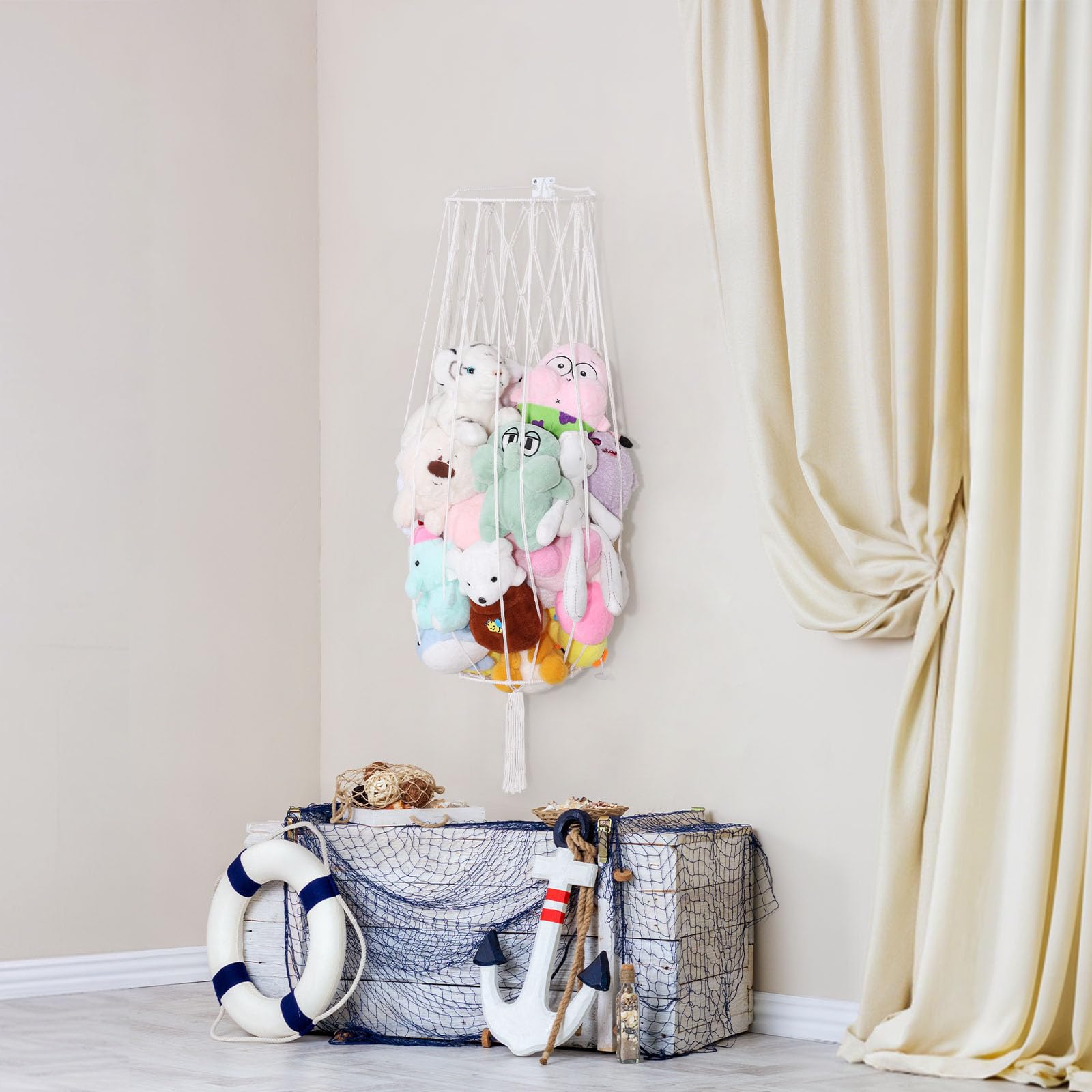 Volepet mega-capacity toy hammock stores many plushies or large buddies.