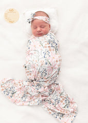 Vollmic newborn swaddle blanket in Golden Floral for comfortable home wrapping