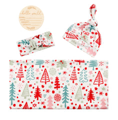 Vollmic swaddle headband in red cartoon Christmas complements the set