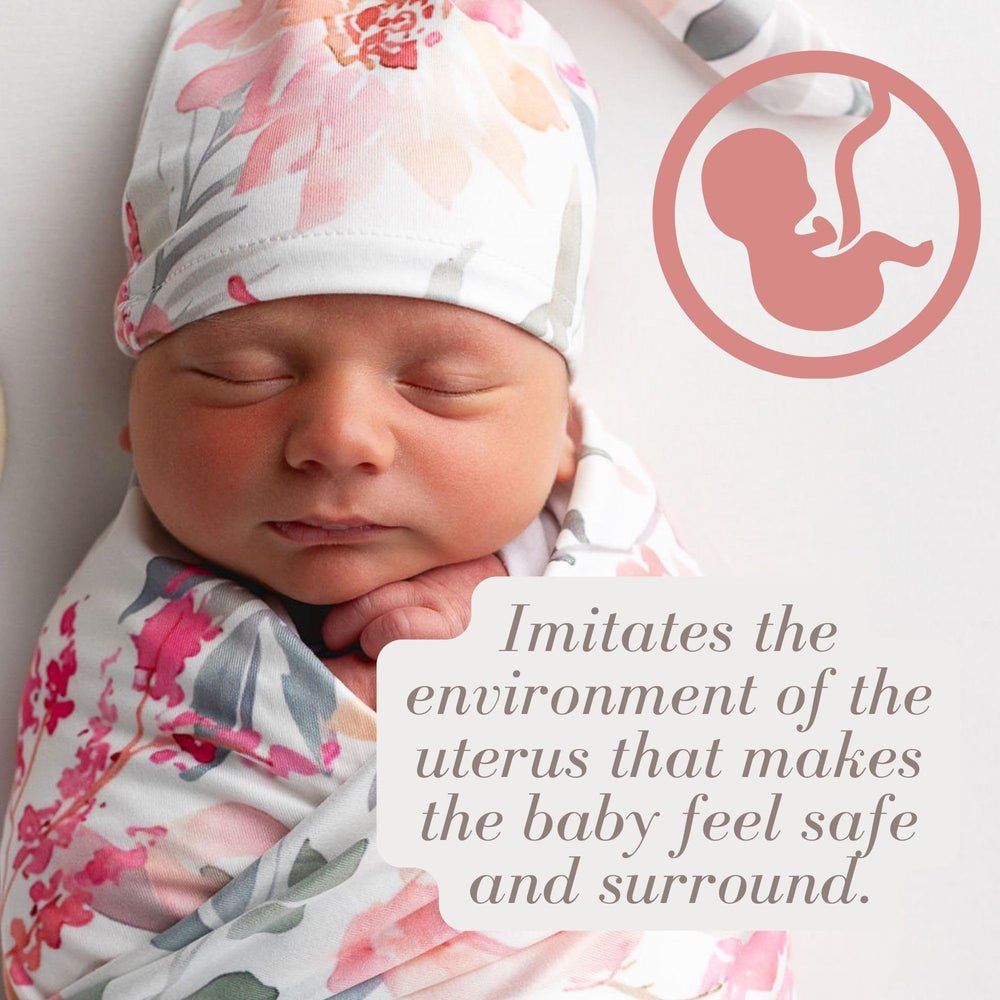 Vollmic swaddle design with no fasteners for easy wrapping.