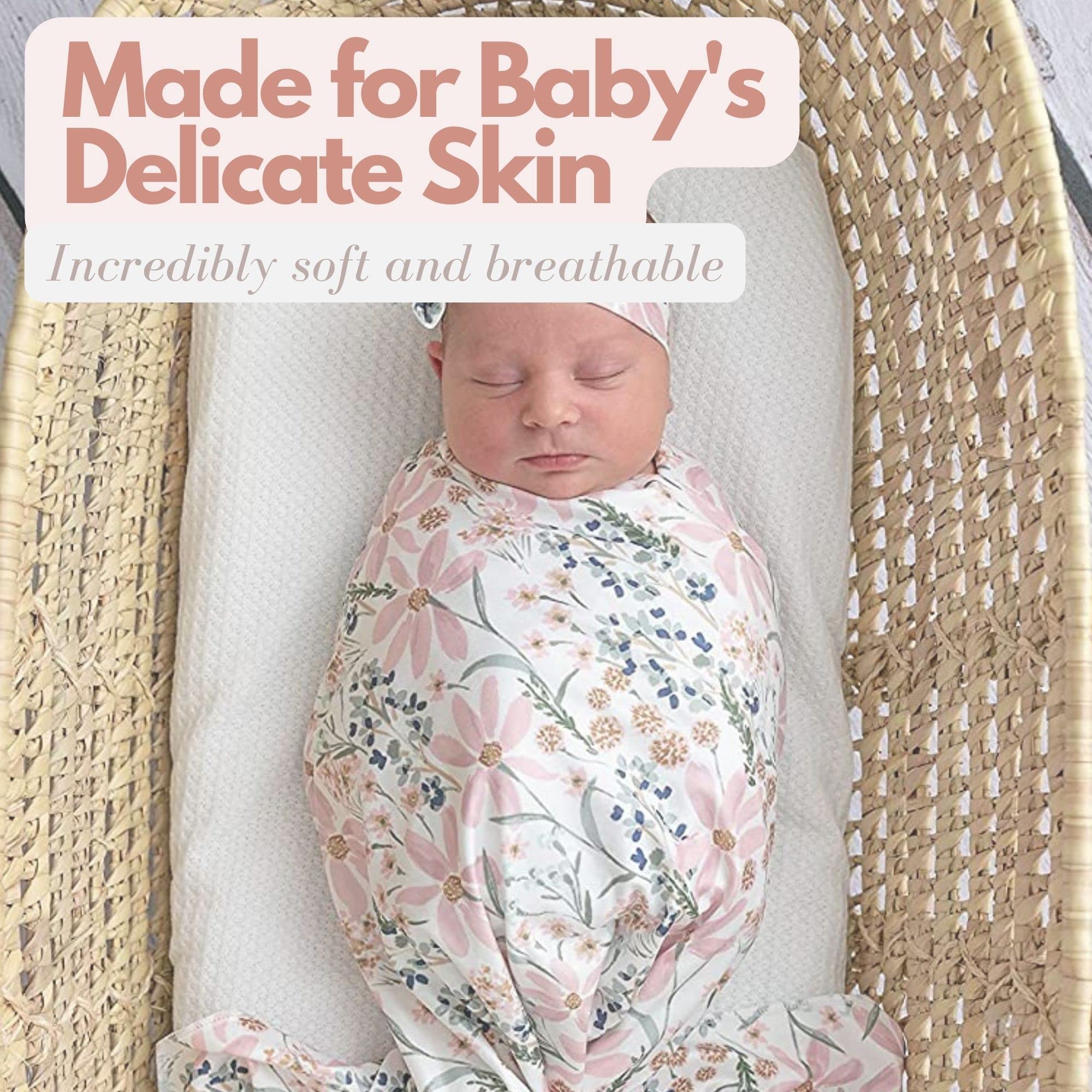 Vollmic swaddle headband in Golden Floral with adjustable fit