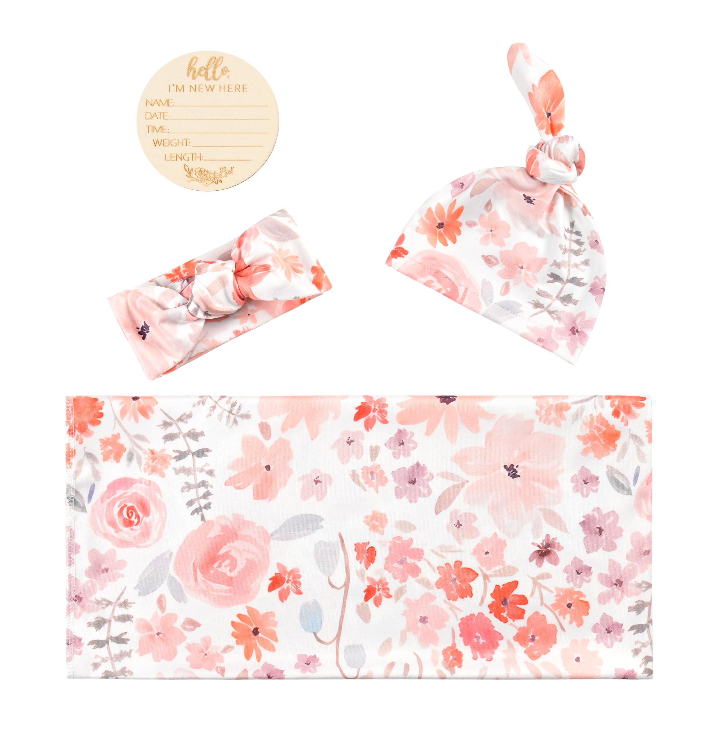 Vollmic swaddle set orange headband matching accessory for a coordinated newborn look.