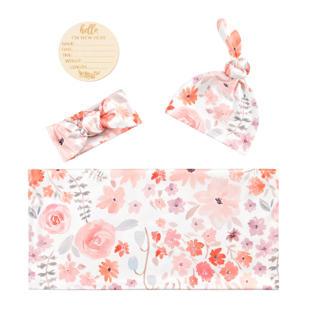 Vollmic swaddle set orange headband matching accessory for a coordinated newborn look.