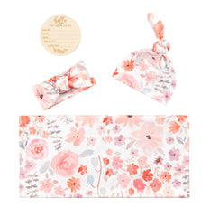 Vollmic swaddle set orange headband matching accessory for a coordinated newborn look.