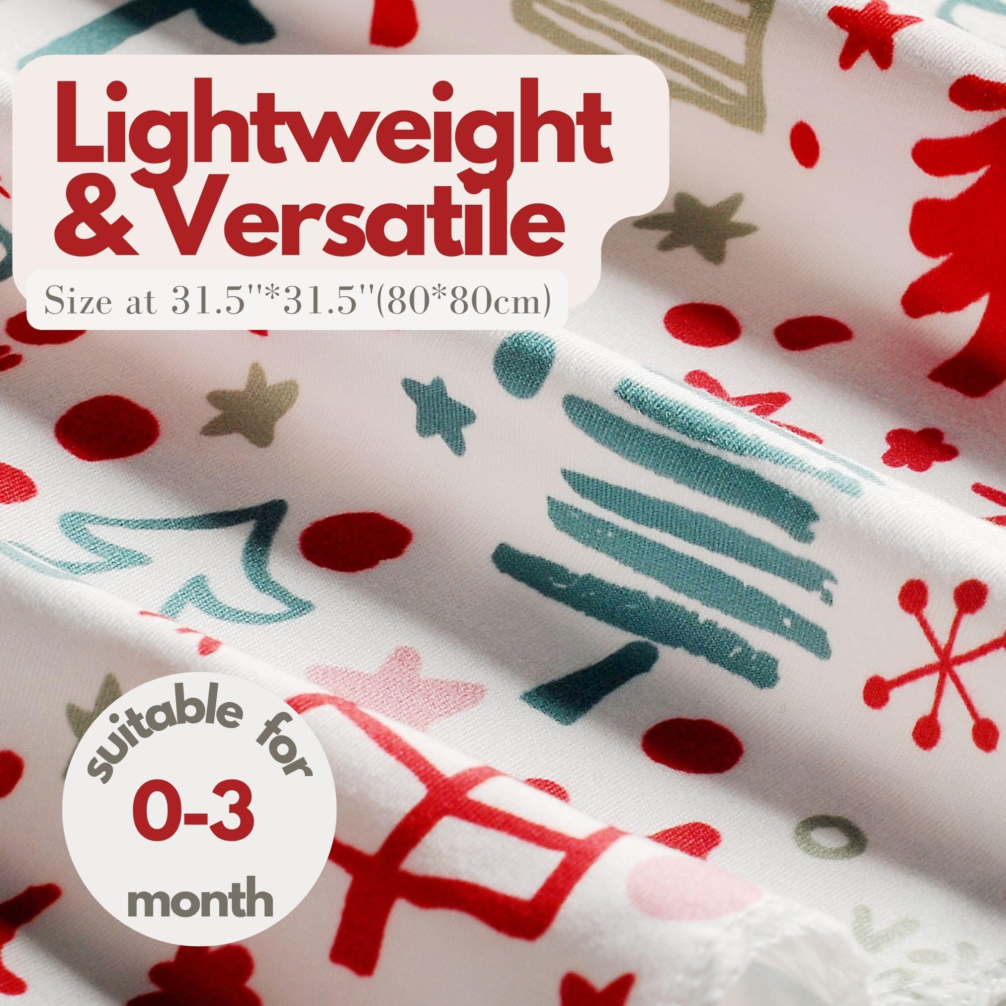 Stretchy 80x80 cm swaddle demonstrates easy, secure wrapping