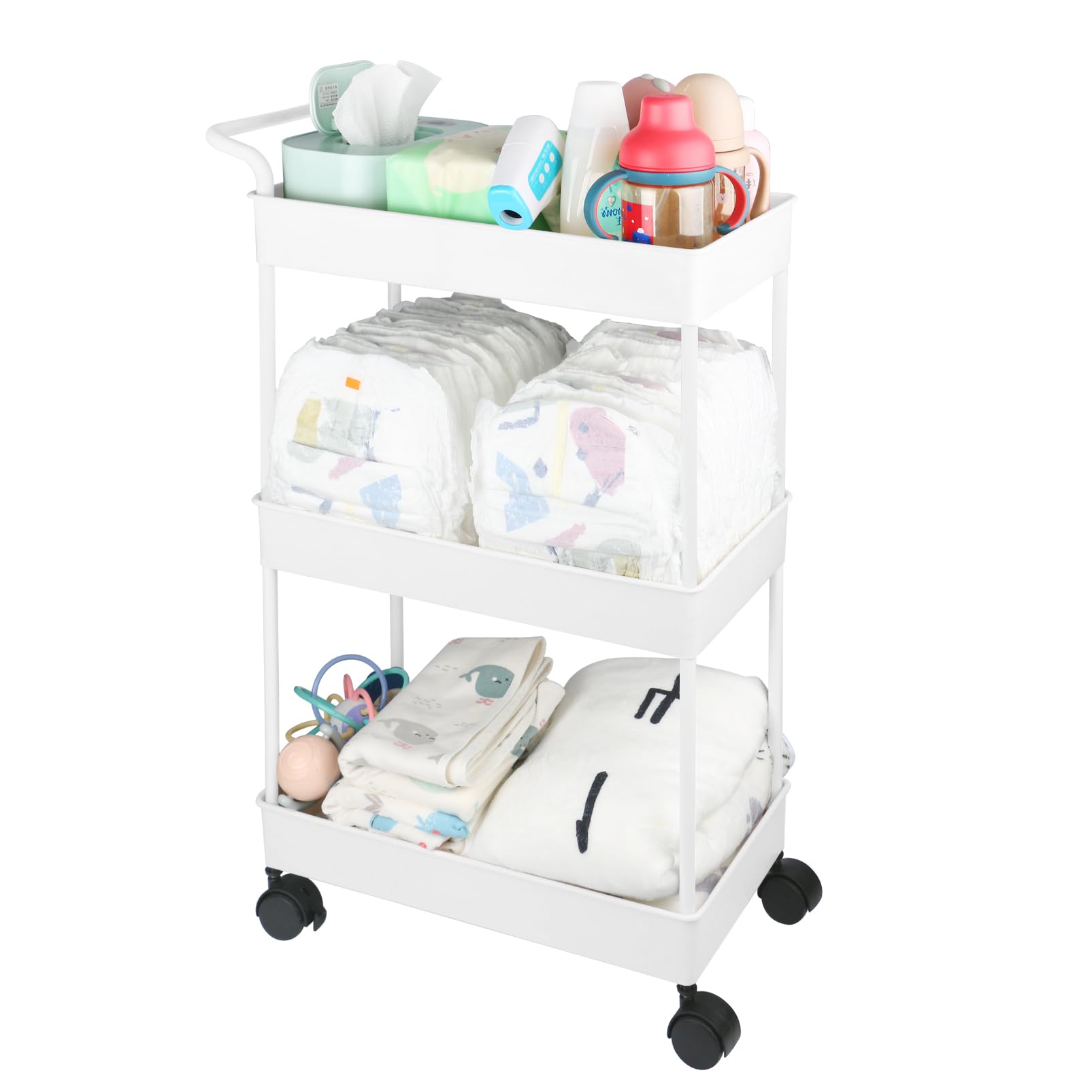 Volnamal baby diaper caddy—beige with organized trays for quick diaper changes.
