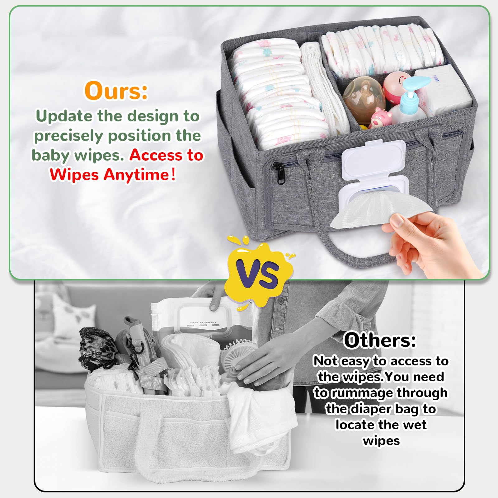 Volnamal diaper caddy with multiple compartments for nursery storage