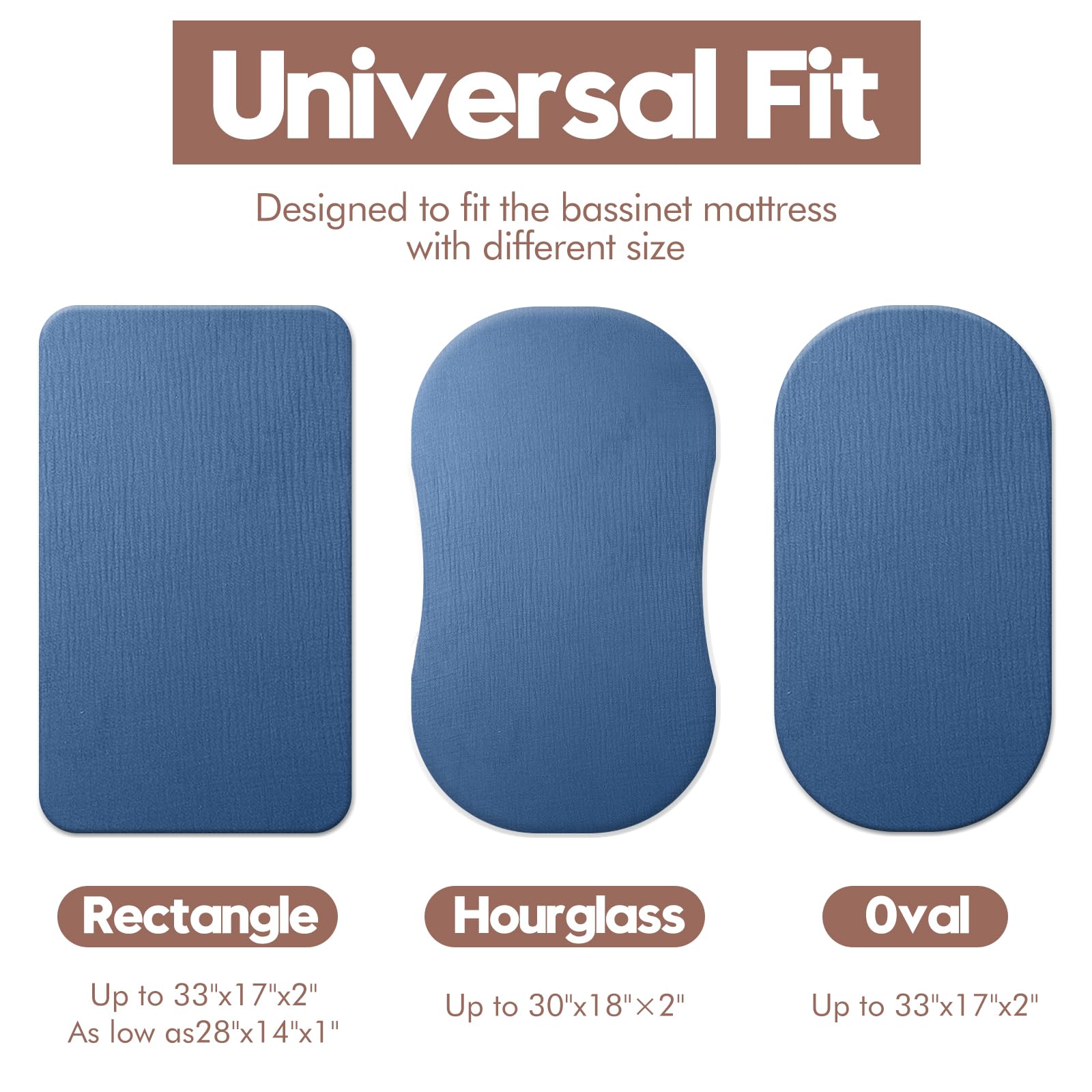 VOMARHUG Muslin sheets universal-fit-elastic secure placement on bassinet