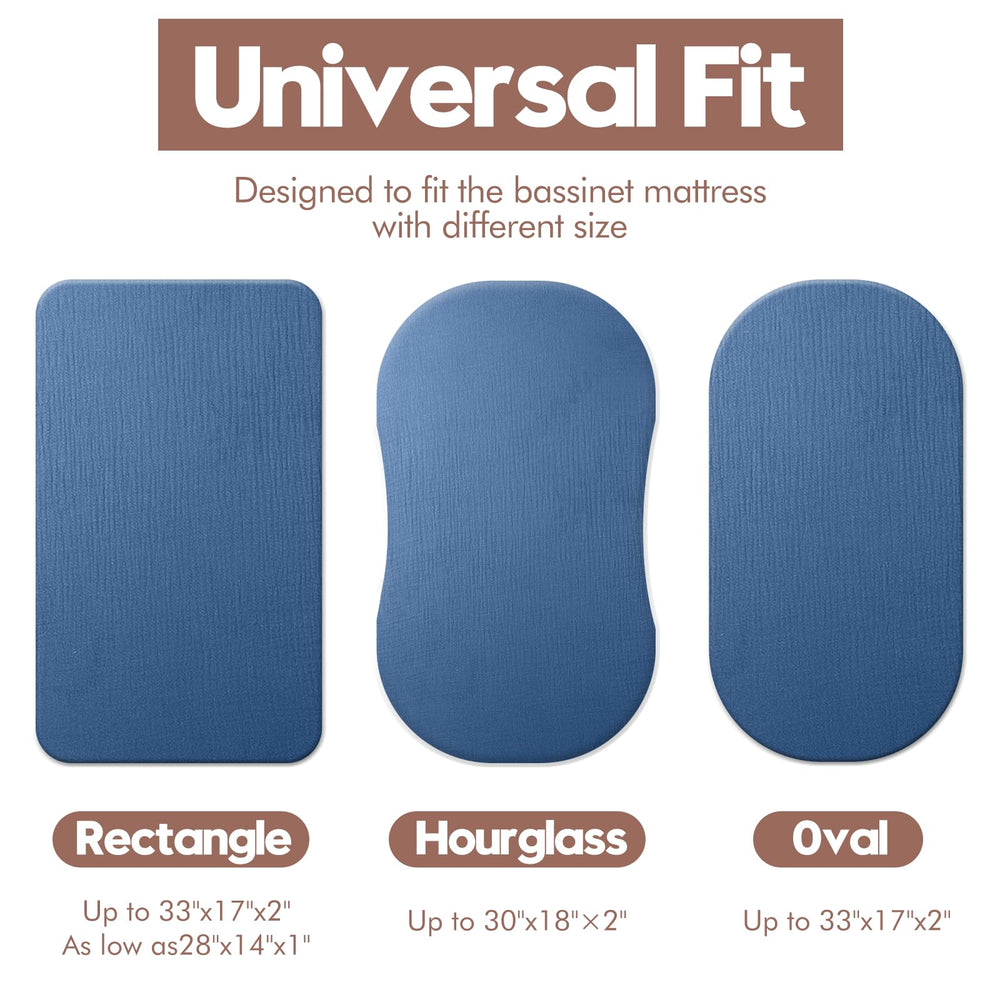 VOMARHUG Muslin sheets universal-fit-elastic secure placement on bassinet