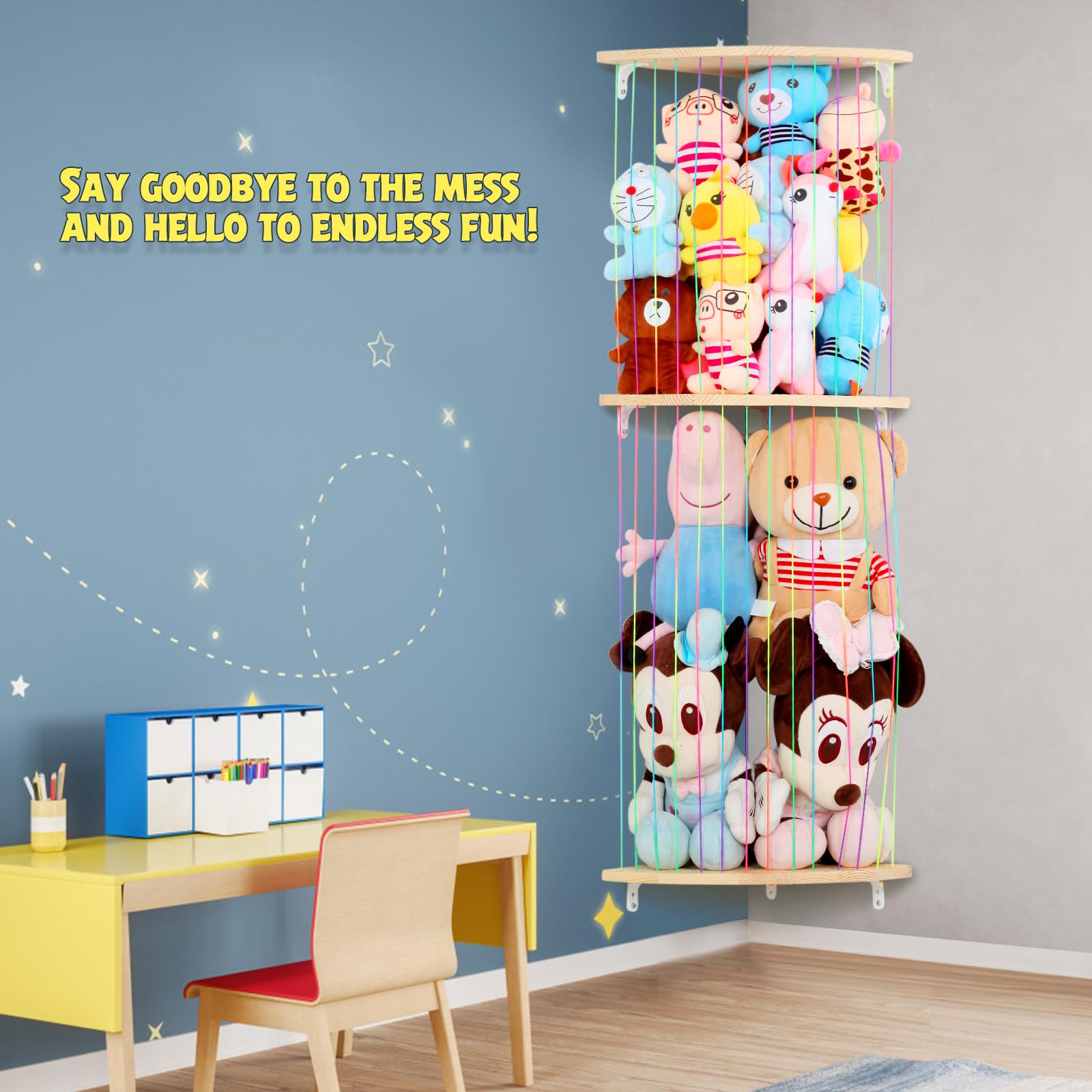 VOMELON easy-install wall-mount hammock enhances nursery decor while organizing.