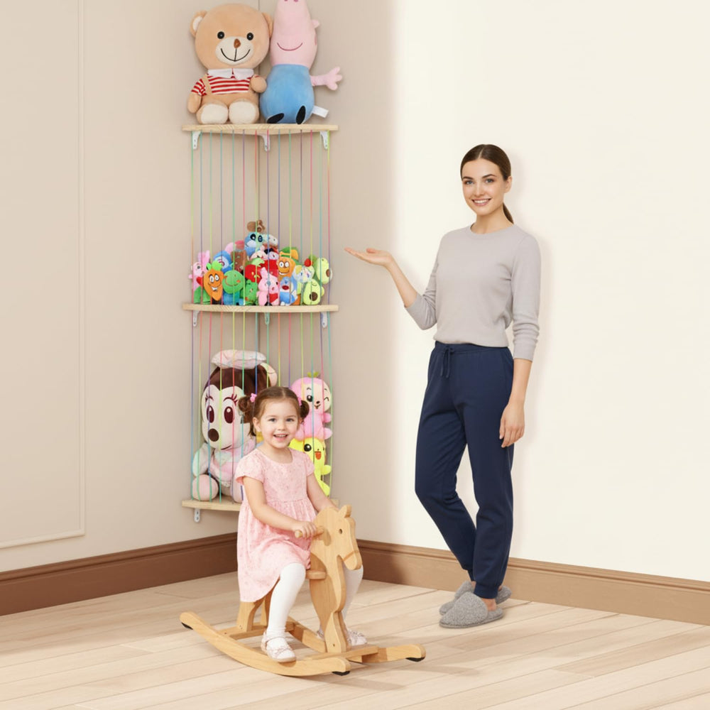 VOMELON nursery décor toy storage keeps large and small plush tidy.