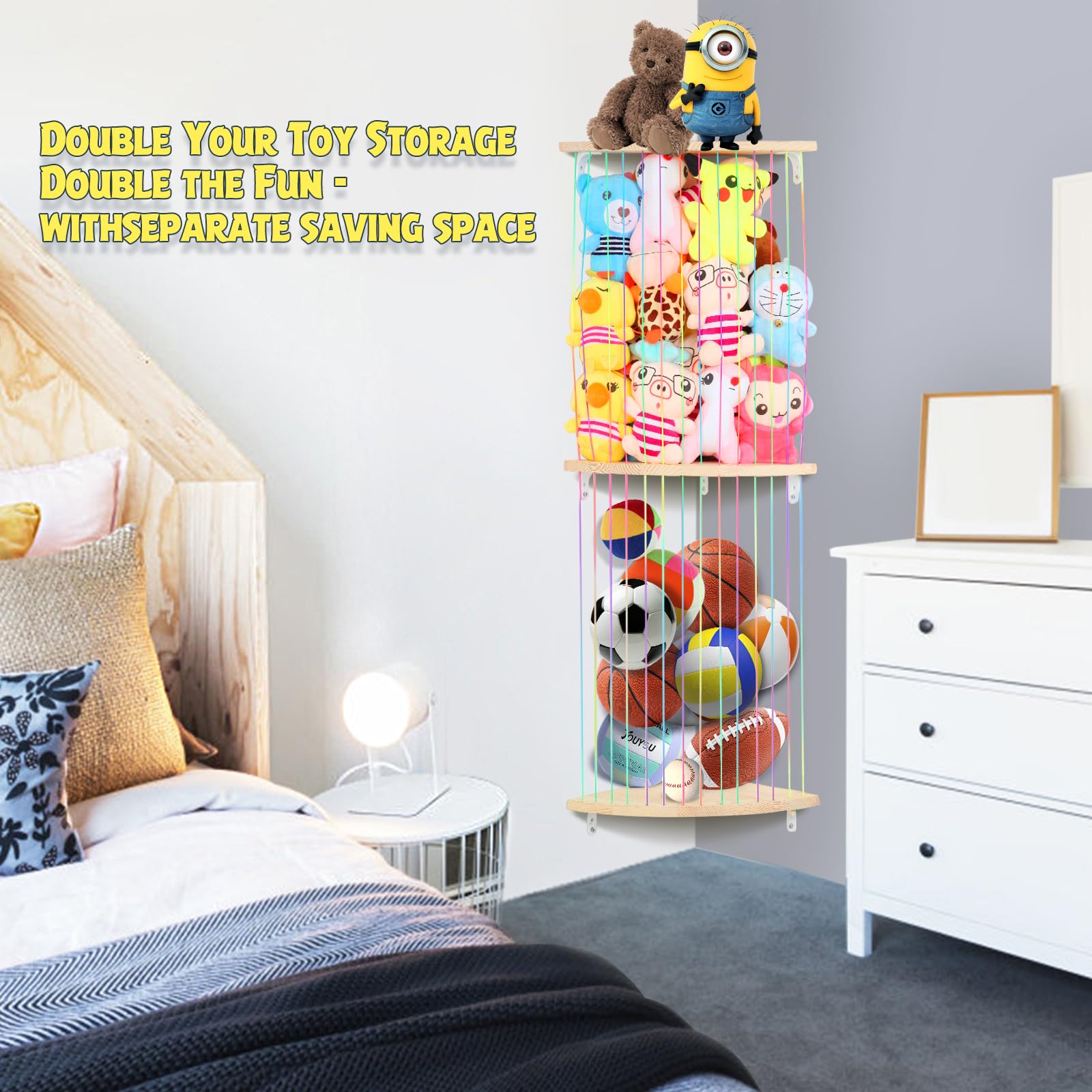 VOMELON soft plush-net detail provides decorative yet sturdy toy display.