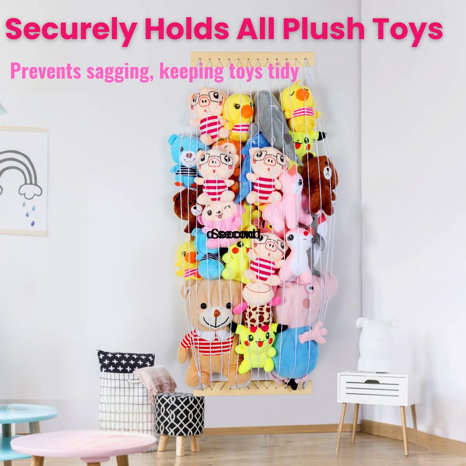 VOMELON stuffed animal display keeps dolls and teddy bears tidy and accessible