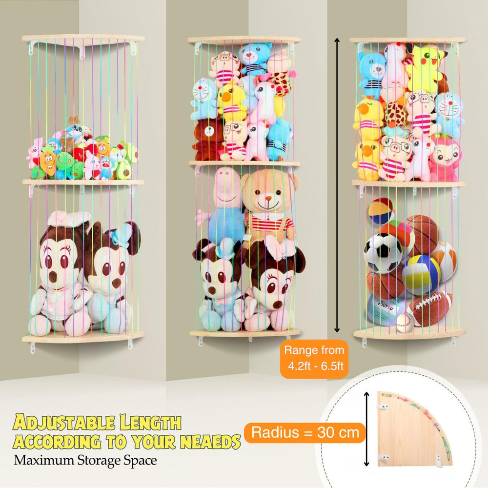 VOMELON two-tier plush toy net maximizes storage and quick toy reach.