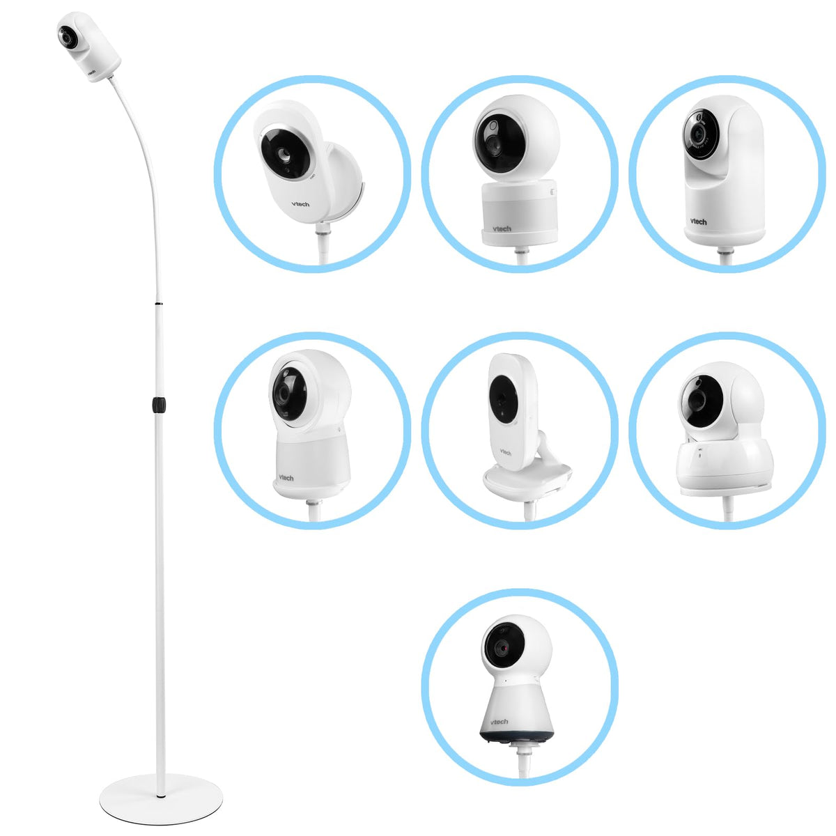 Vomenc universal floor stand base provides stable support for safe monitoring.