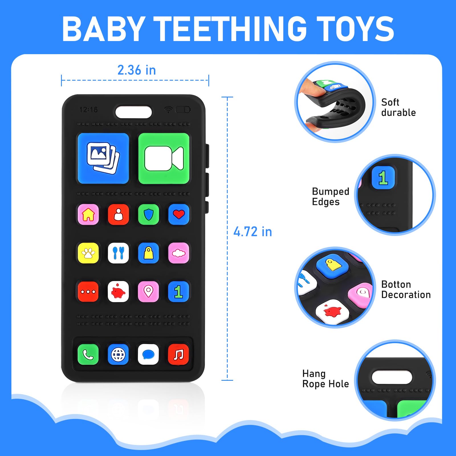 VoMii easy-grip teether, lightweight design for little hands.