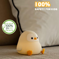 VoMii Penguin Night Light shows squishy silicone surface for safe touch