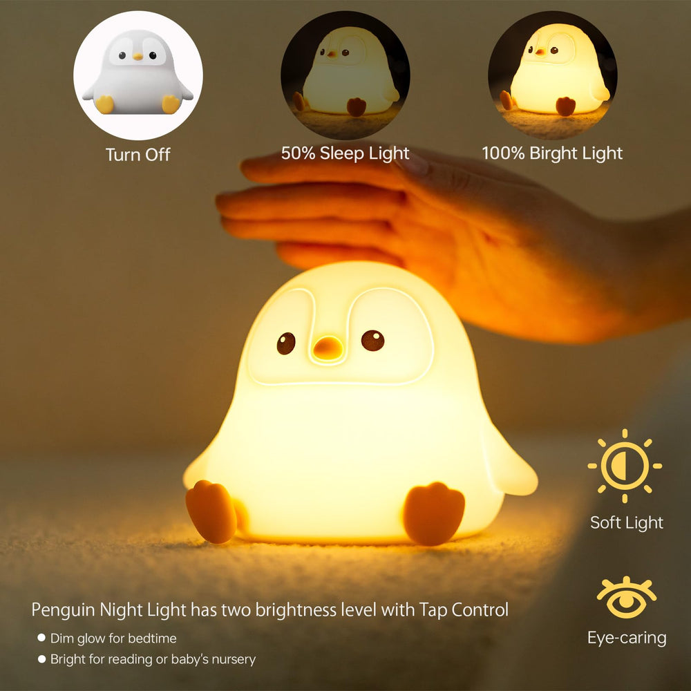 VoMii Penguin Night Light USB charging powers cordless use