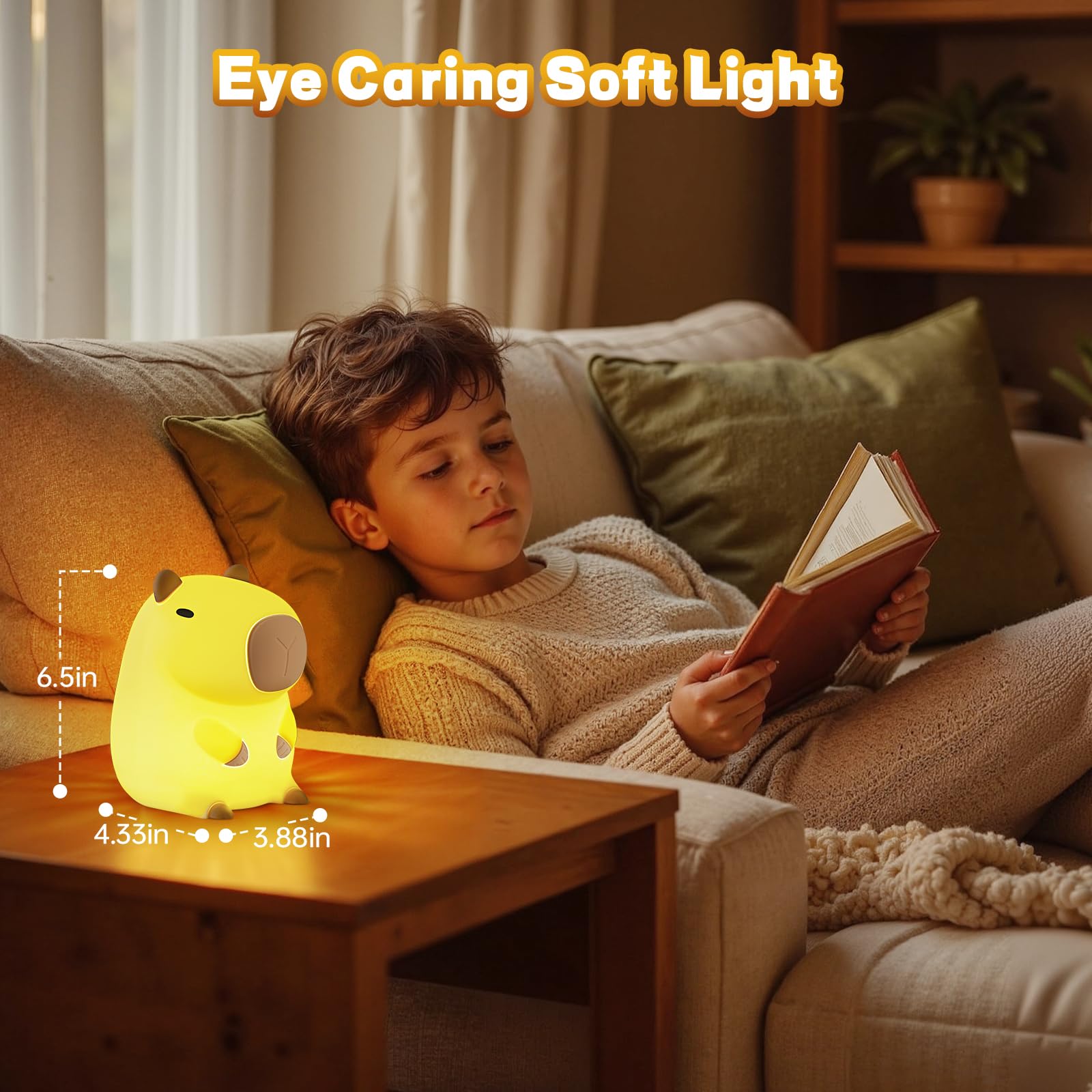 VoMii portable cordless night light moves easily between rooms.