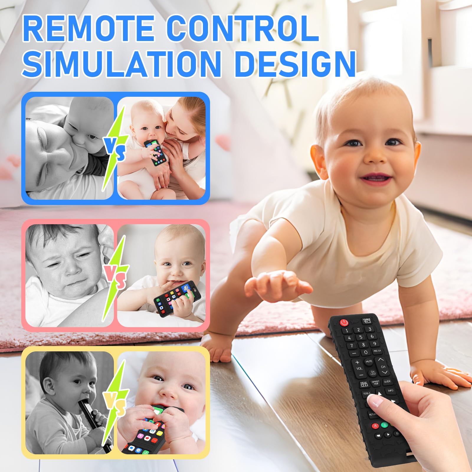 VoMii teething toy color buttons attract attention and aid recognition