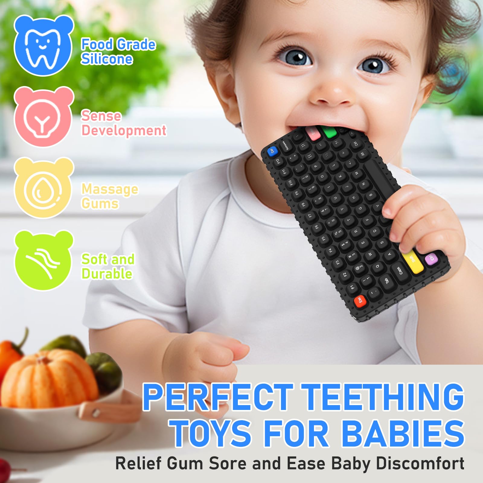 VoMii teething toy soft durable silicone for gentle chewing sessions