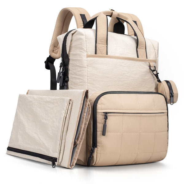VONAL diaper bag backpack front view showing roomy pockets for easy packing