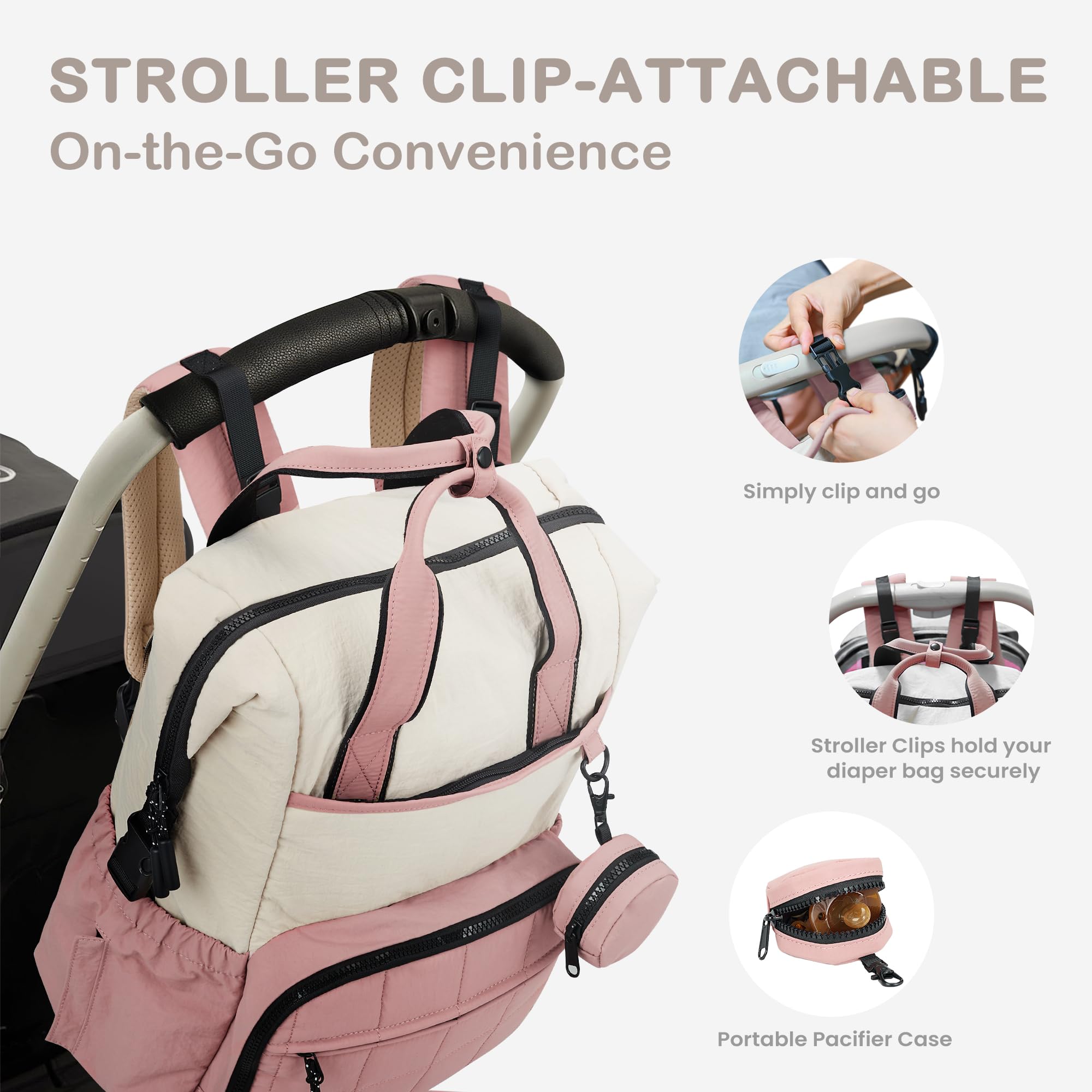 VONAL Diaper Bag Backpack soft breathable shoulder straps for comfort.