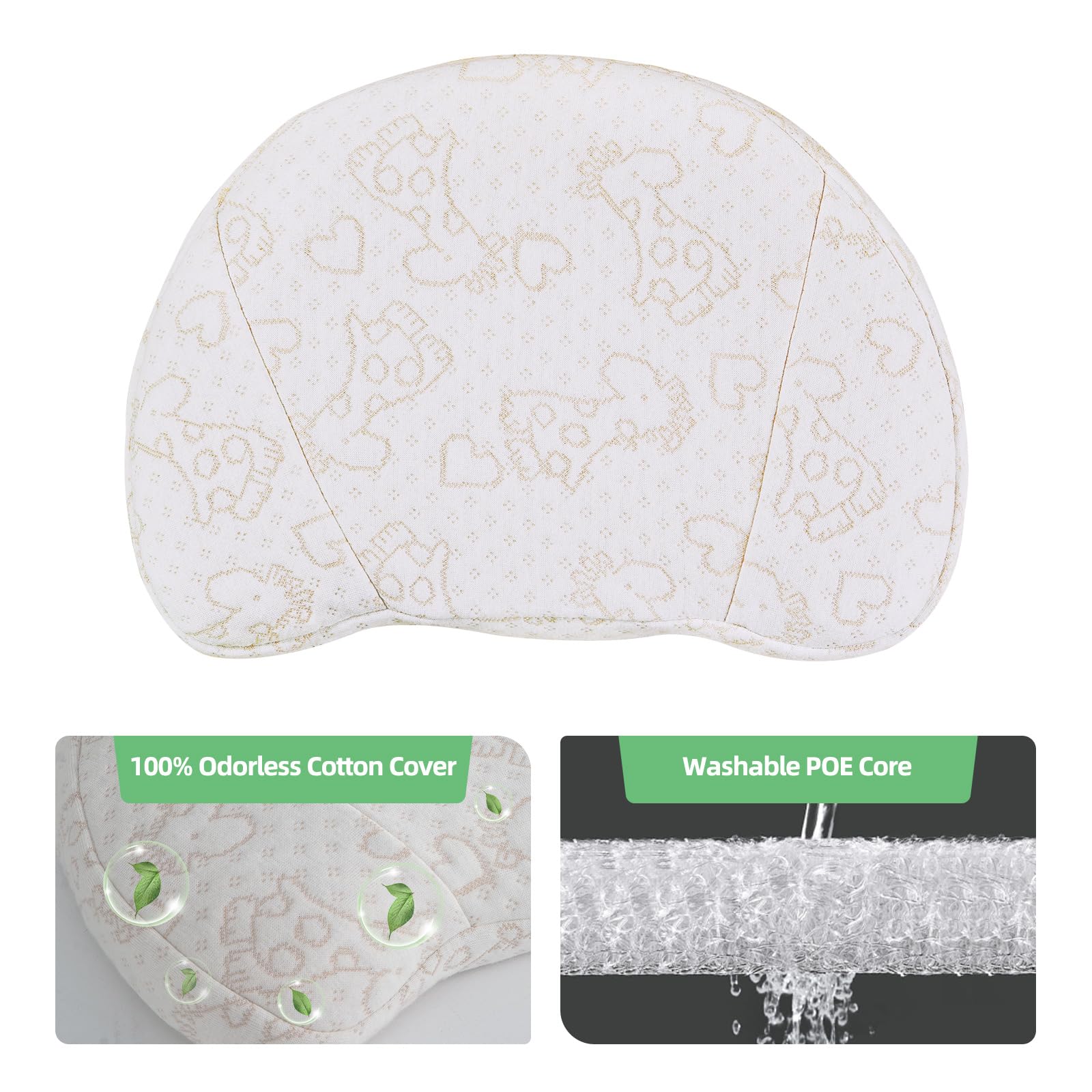 VONPURE U-shape cushion emphasizes ergonomic support for toddlers during naps.