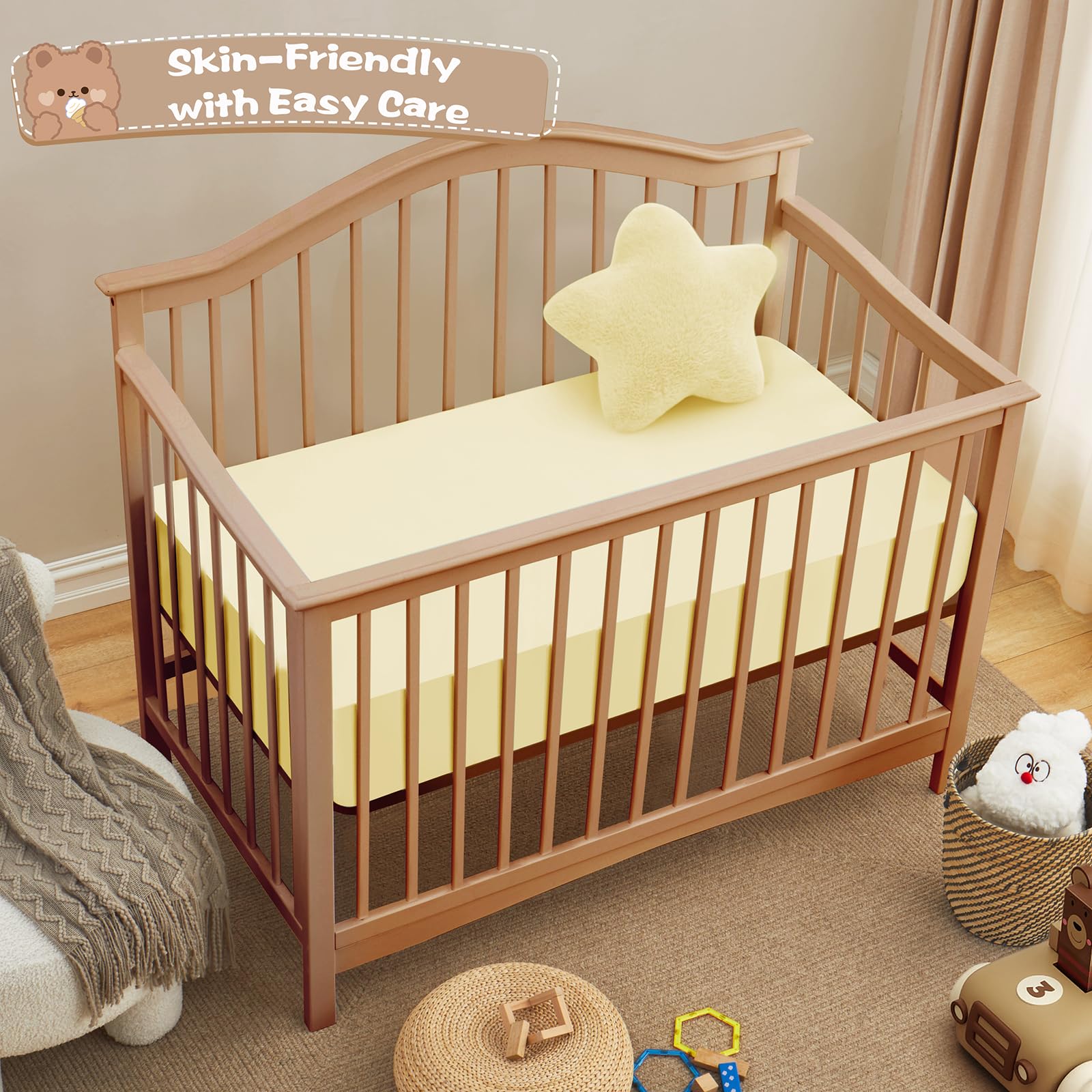 Breathable weave of Vonty crib sheet promoting airflow for comfort.