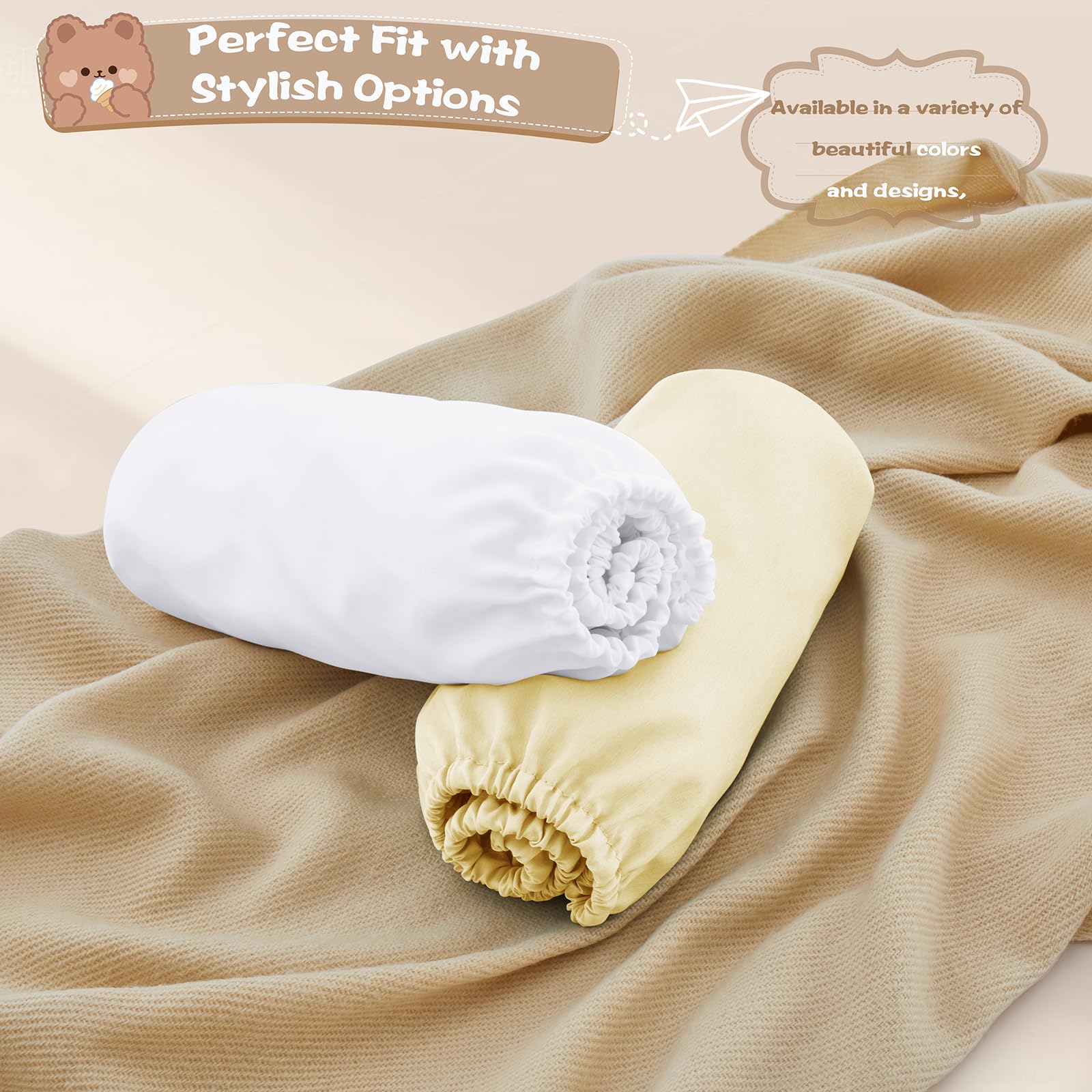 Reinforced edges on the Vonty crib sheet for durable use.