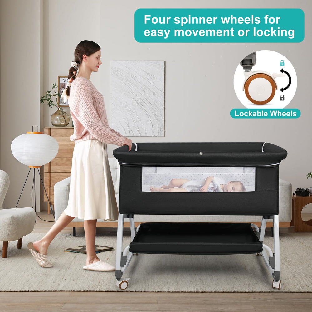 VOOI Wheels with brakes enable smooth room-to-room moves.