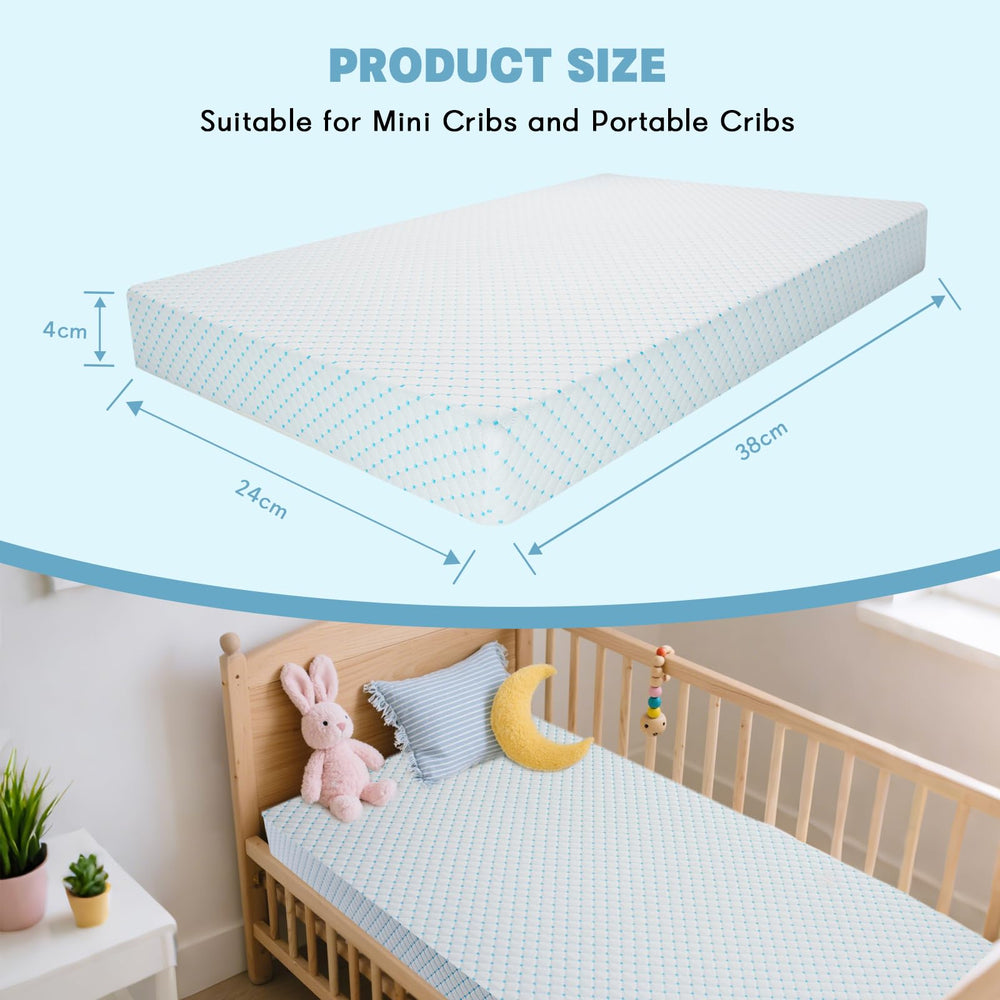 voomf mini crib mattress dual-sided design: firm for babies and soft for toddlers