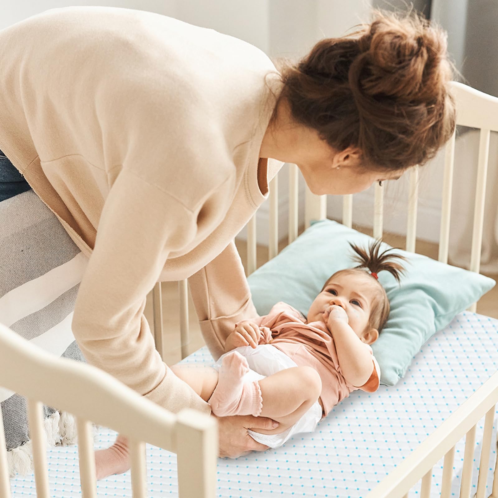 voomf mini crib mattress roll-ready for travel and car trips