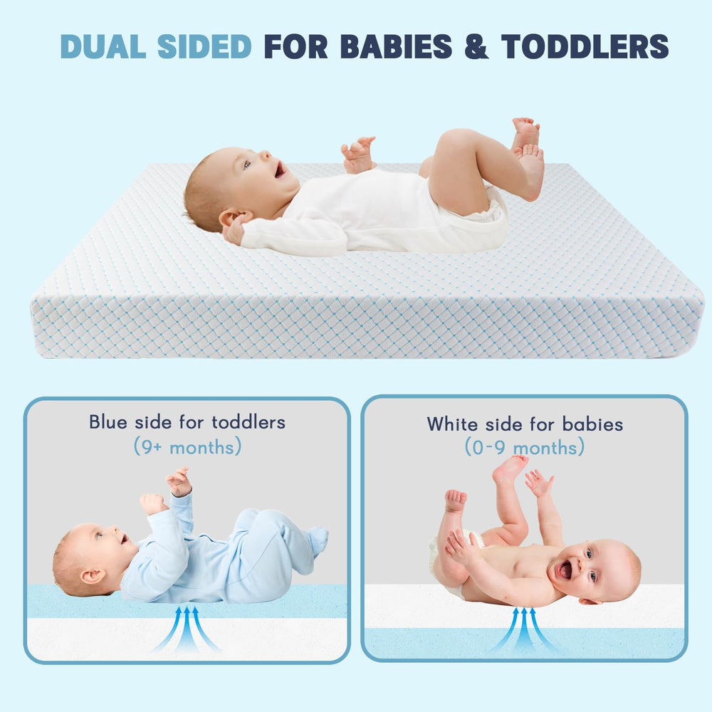 voomf travel-friendly crib mattress fits mini portable cribs