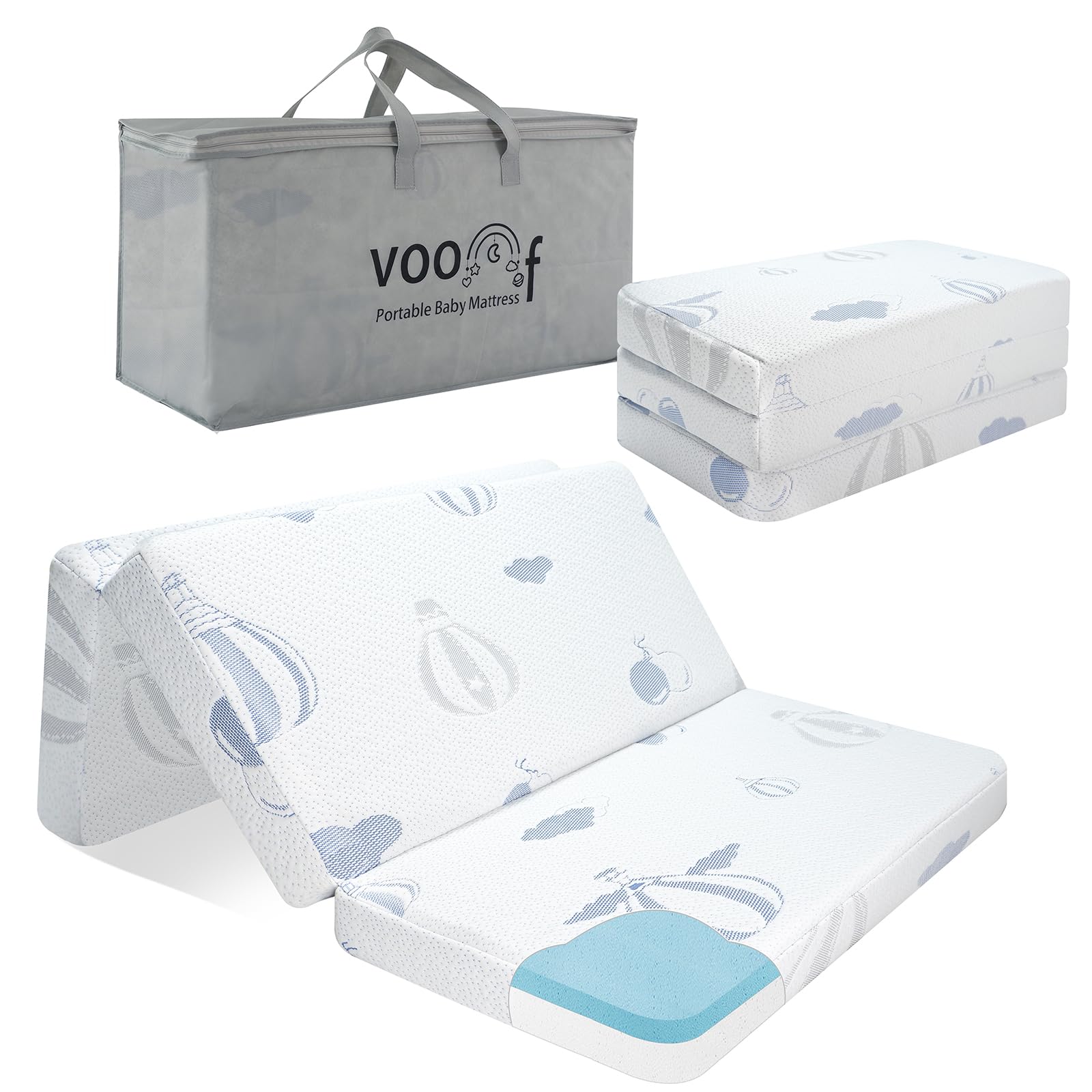 voomf Pack and Play mattress cover with skin-friendly fabric for baby comfort.