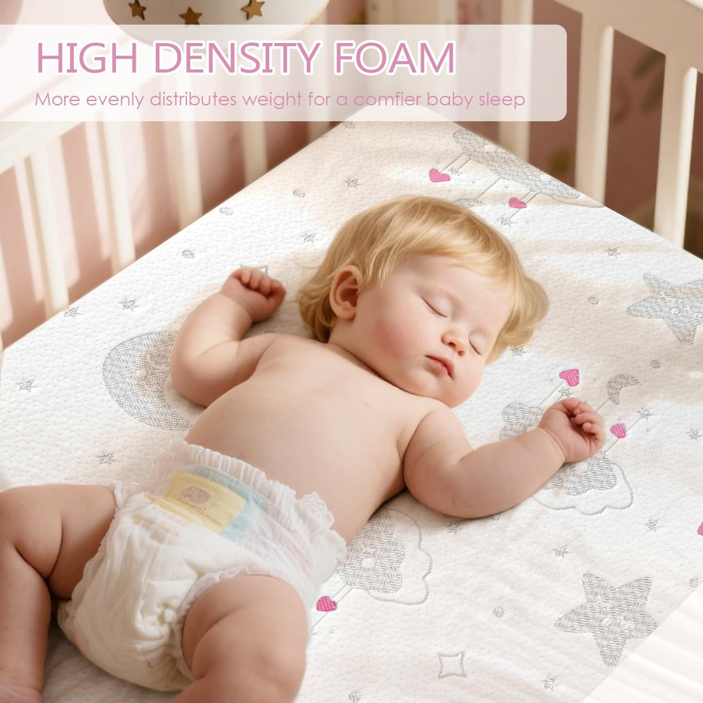 voomf pack n play mattress top layer delivers skin friendly comfort.