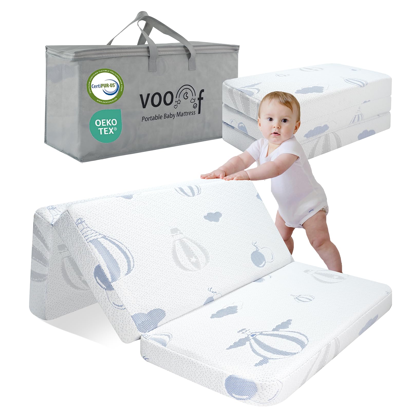 voomf pack n play mattress cover-removable for easy cleaning.